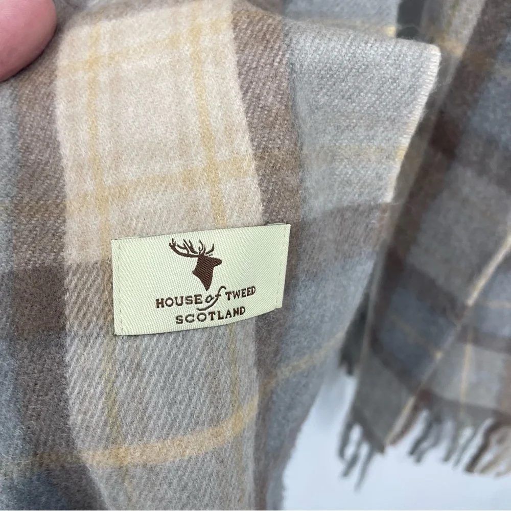 House Of Tweed Scotland‎ | Colorblock Rectangle Scarf Beige gray Unisex
